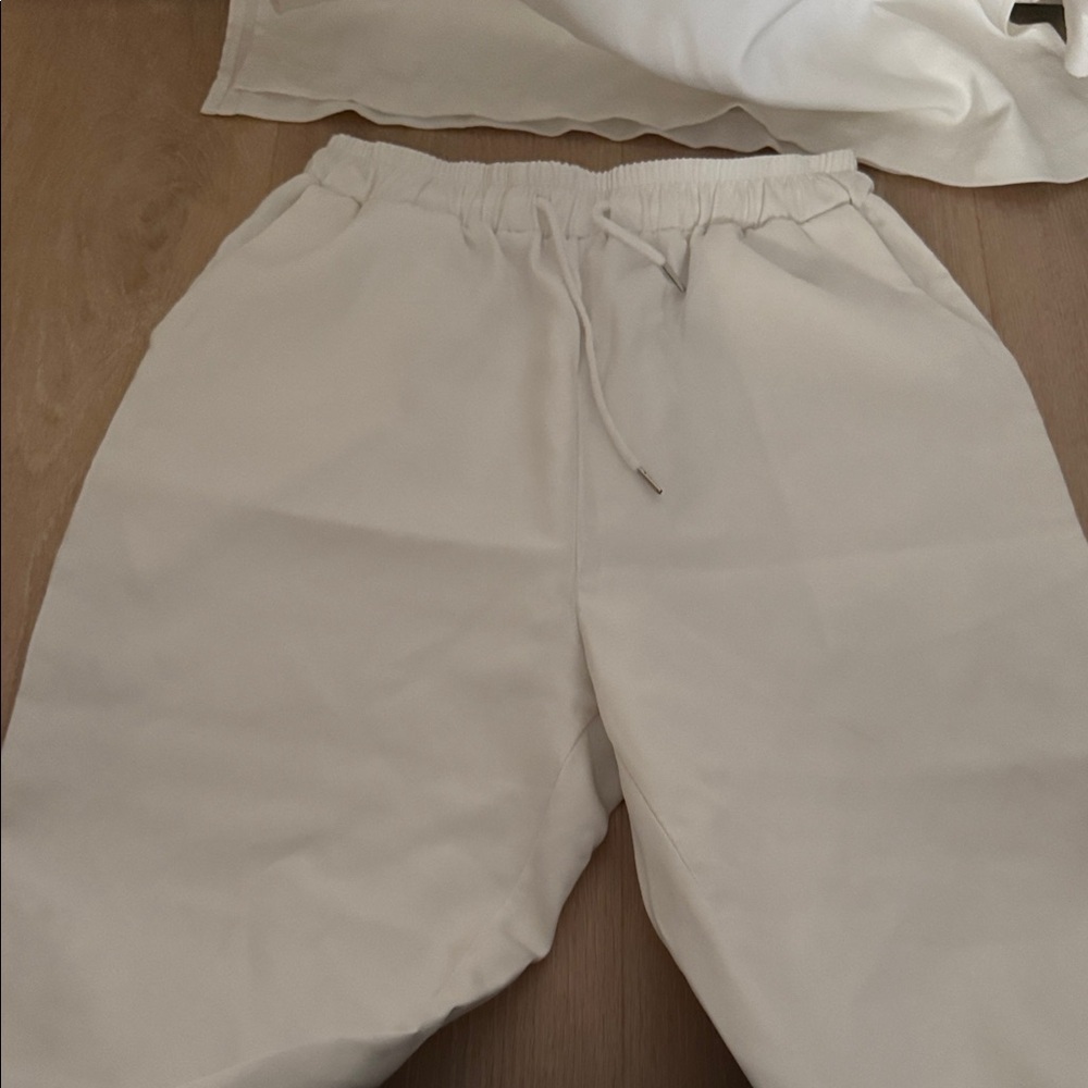 Men's White Button-Trim Casual Tunic Shirt with white pants set size xl - Picture 4 of 7